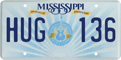 MS license plate HUG136