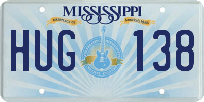 MS license plate HUG138