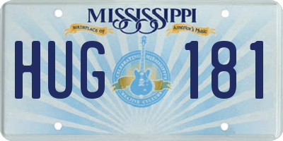MS license plate HUG181