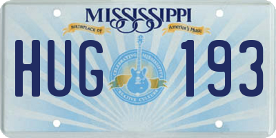 MS license plate HUG193