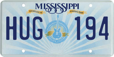 MS license plate HUG194