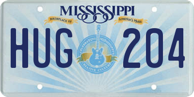 MS license plate HUG204