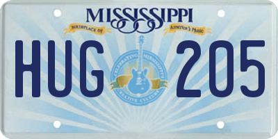 MS license plate HUG205