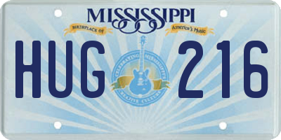 MS license plate HUG216