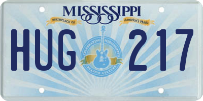 MS license plate HUG217