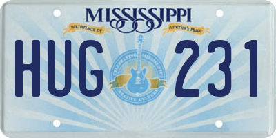 MS license plate HUG231