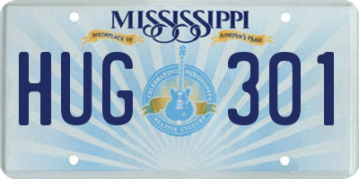 MS license plate HUG301