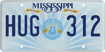 MS license plate HUG312