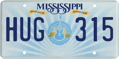 MS license plate HUG315