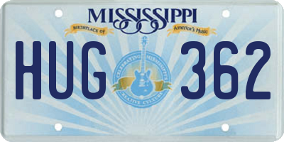 MS license plate HUG362