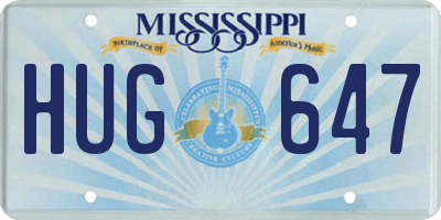 MS license plate HUG647