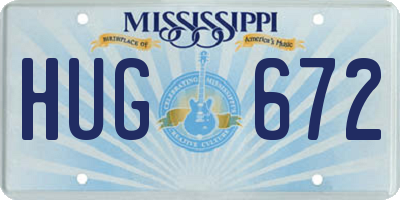 MS license plate HUG672