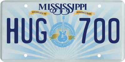 MS license plate HUG700
