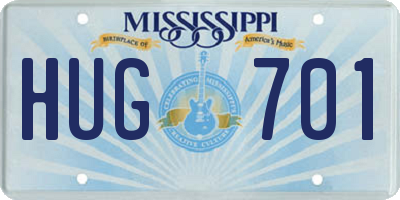 MS license plate HUG701
