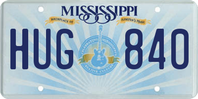 MS license plate HUG840