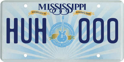 MS license plate HUH000