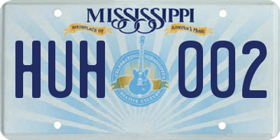 MS license plate HUH002