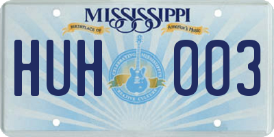 MS license plate HUH003