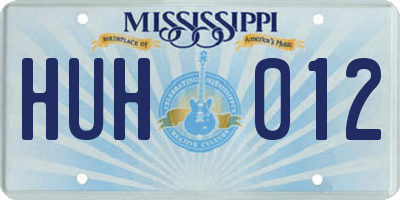 MS license plate HUH012