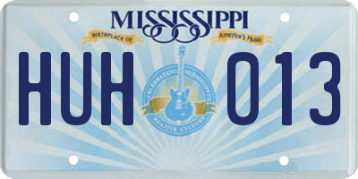 MS license plate HUH013