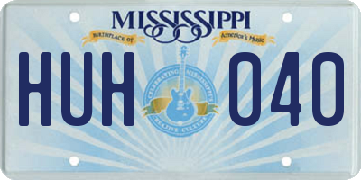 MS license plate HUH040