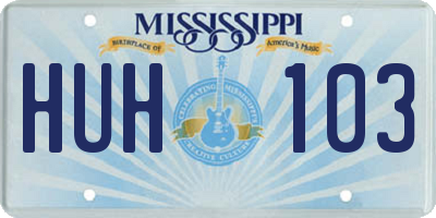 MS license plate HUH103