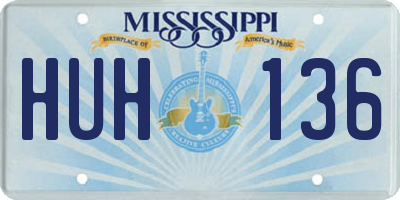 MS license plate HUH136