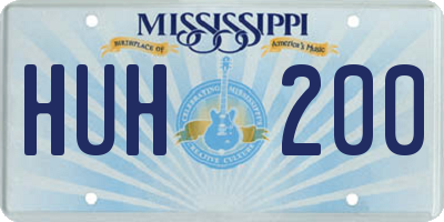MS license plate HUH200