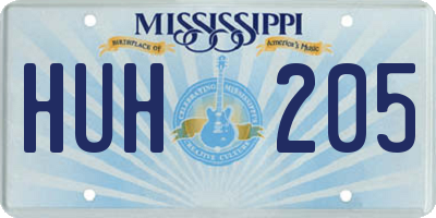 MS license plate HUH205