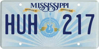 MS license plate HUH217