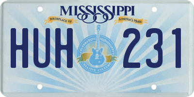 MS license plate HUH231