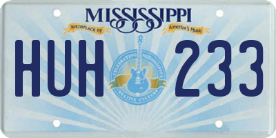 MS license plate HUH233
