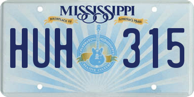 MS license plate HUH315