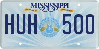 MS license plate HUH500