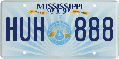 MS license plate HUH888