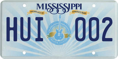 MS license plate HUI002