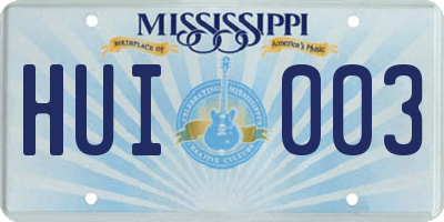 MS license plate HUI003