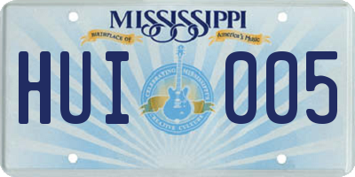 MS license plate HUI005