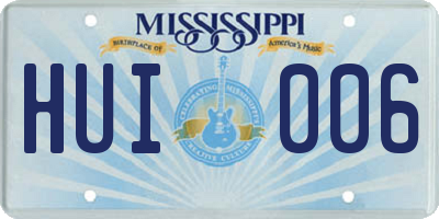 MS license plate HUI006