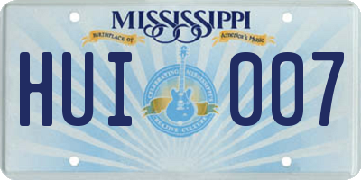 MS license plate HUI007