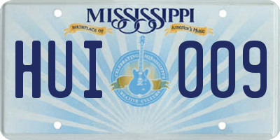 MS license plate HUI009