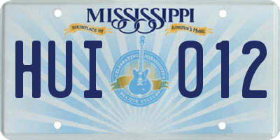 MS license plate HUI012