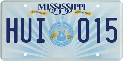 MS license plate HUI015