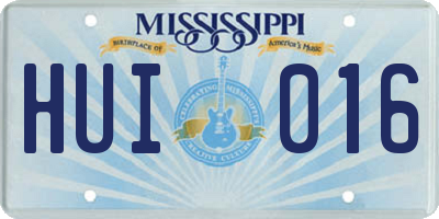 MS license plate HUI016