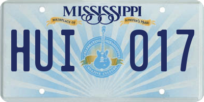 MS license plate HUI017