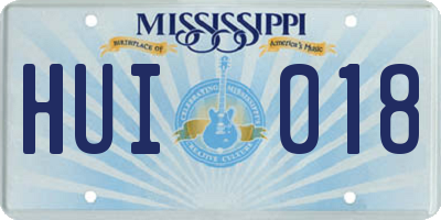 MS license plate HUI018