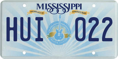 MS license plate HUI022