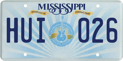 MS license plate HUI026