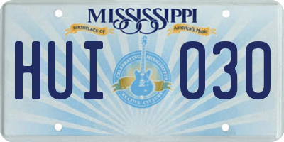 MS license plate HUI030