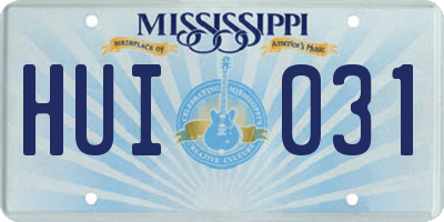 MS license plate HUI031
